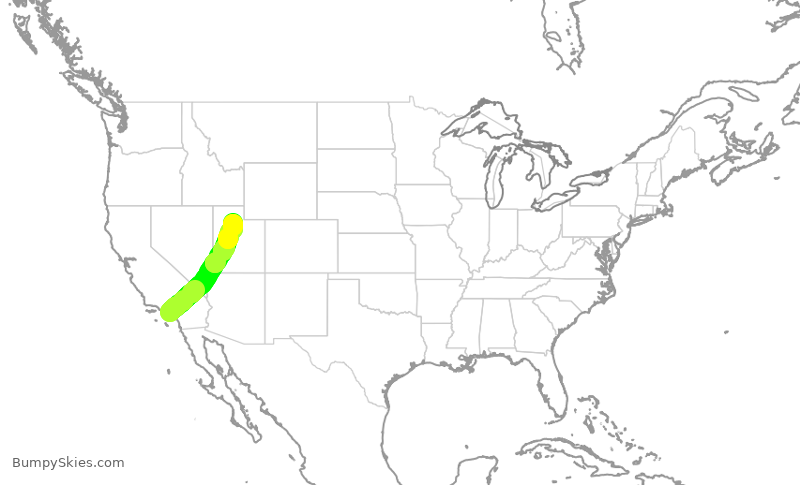 Turbulence forecast map for DAL1116, LGB to SLC