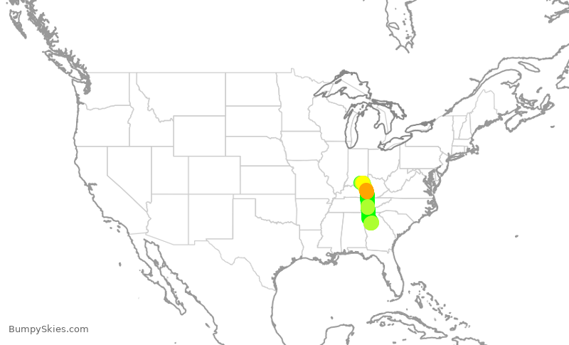 Turbulence forecast map for DAL1126, ATL to SDF