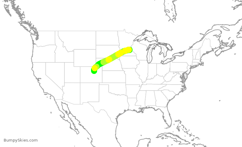 Turbulence forecast map for DAL1129, DEN to MSP