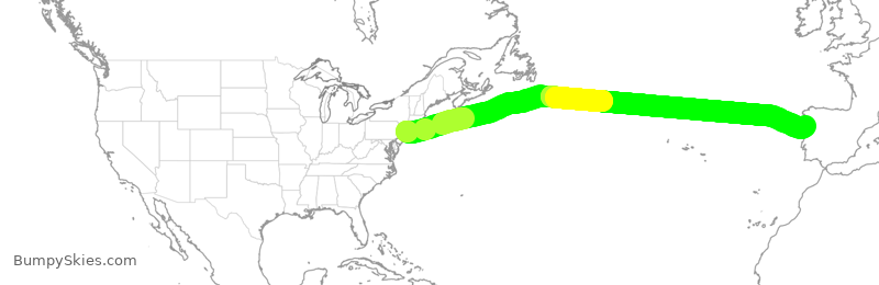 Turbulence forecast map for DAL114, JFK to OPO