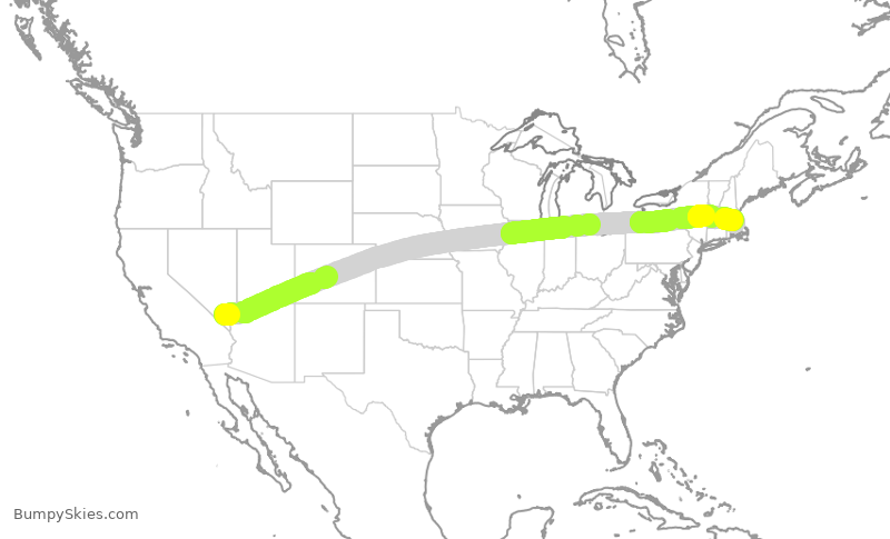 Turbulence forecast map for DAL1159, LAS to BOS