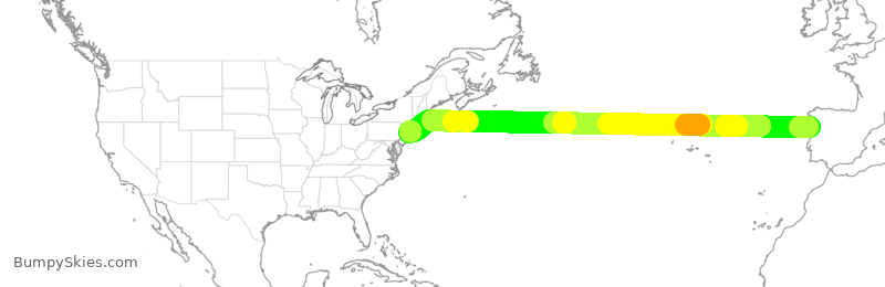 Turbulence forecast map for DAL115, OPO to JFK