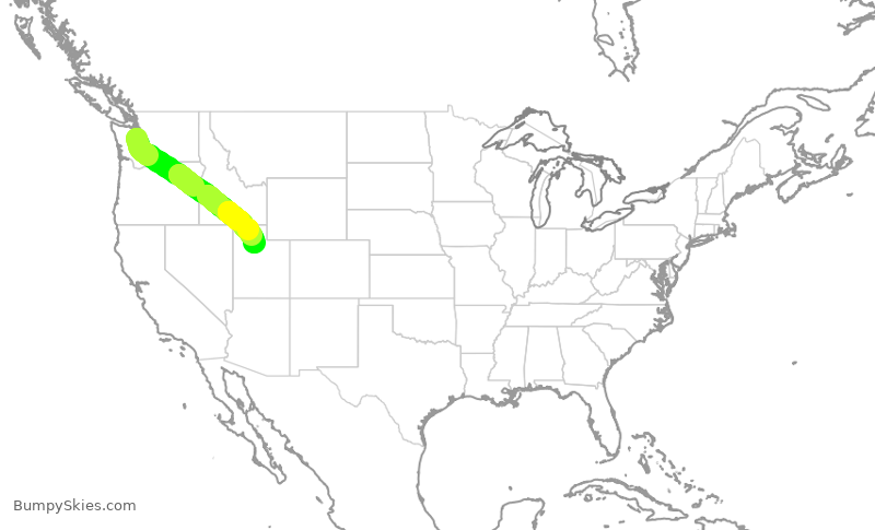 Turbulence forecast map for DAL1165, SEA to SLC