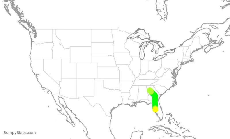 Turbulence forecast map for DAL1167, TPA to ATL