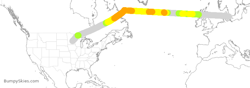 Turbulence forecast map for DAL116, MSP to KCH