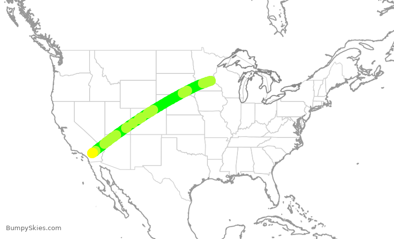 Turbulence forecast map for DAL1189, PSP to MSP