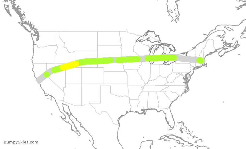 Turbulence forecast map for DAL1189, SFO to BOS