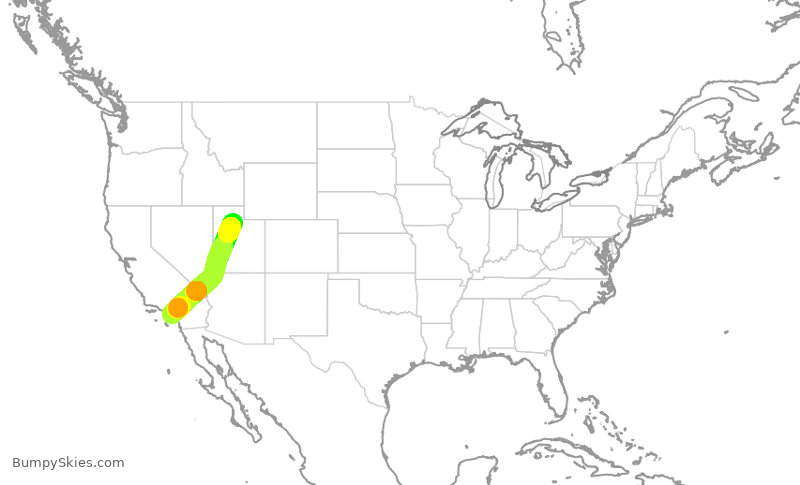 Turbulence forecast map for DAL1189, SLC to SNA