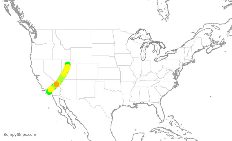 Turbulence forecast map for DAL1189, SNA to SLC