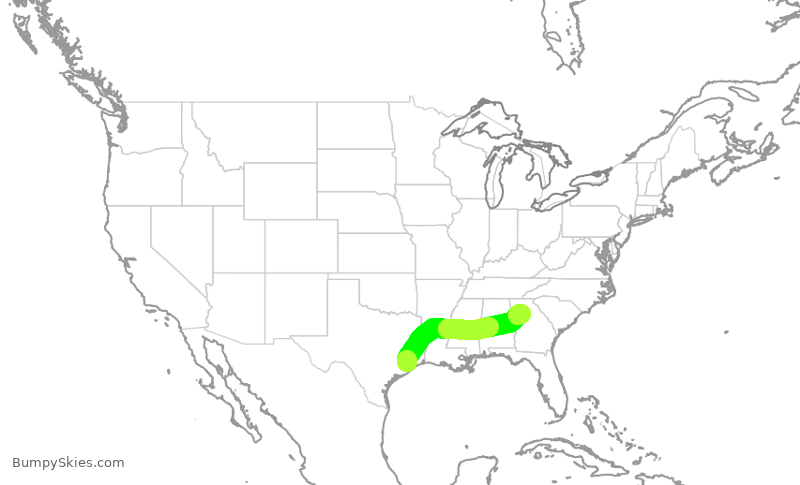 Turbulence forecast map for DAL1195, HOU to ATL