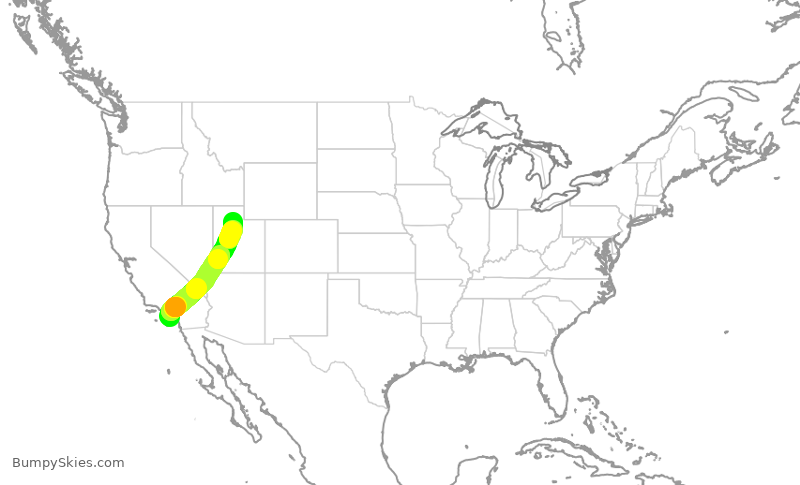 Turbulence forecast map for DAL1198, SNA to SLC