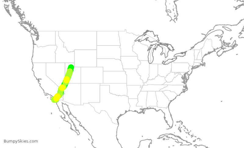 Turbulence forecast map for DAL1210, SAN to SLC
