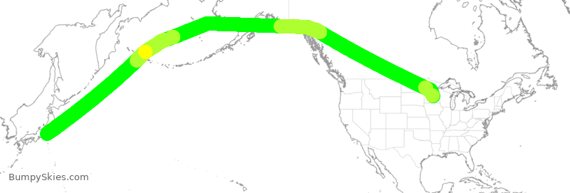 Turbulence forecast map for DAL121, MSP to JTT