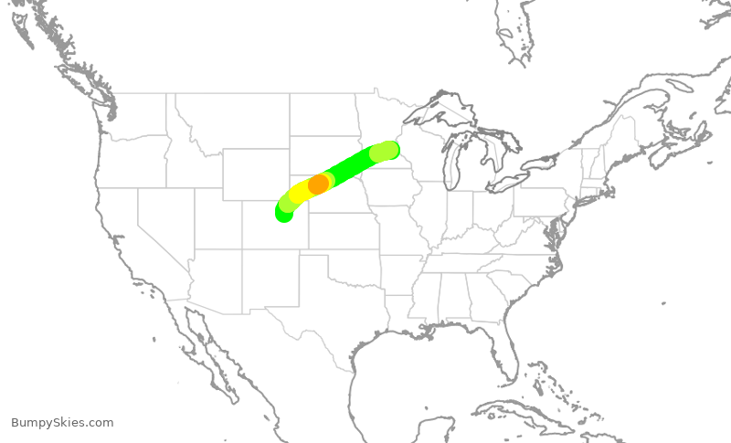 Turbulence forecast map for DAL1220, DEN to MSP