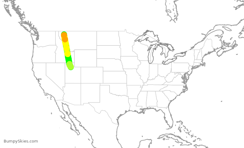 Turbulence forecast map for DAL1226, FCA to SLC