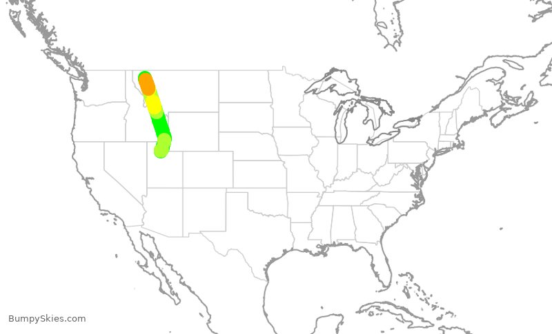 Turbulence forecast map for DAL1226, SLC to FCA