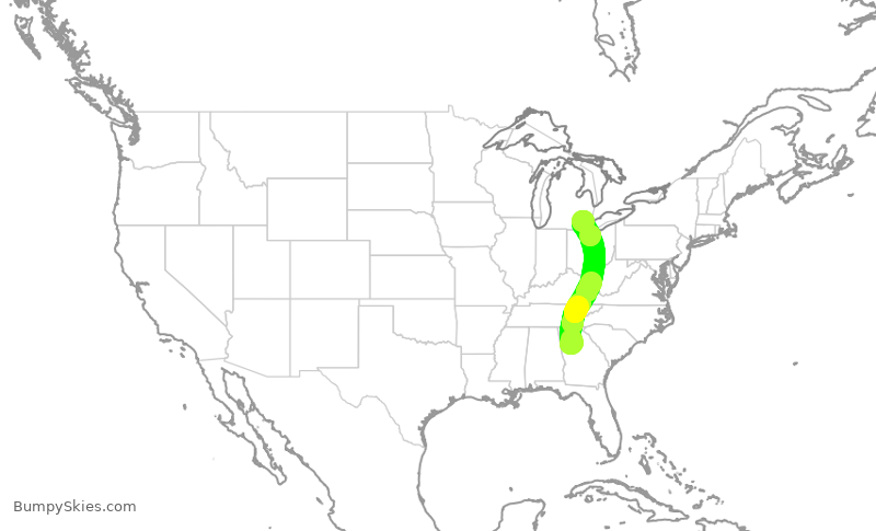 Turbulence forecast map for DAL1232, ATL to DTW