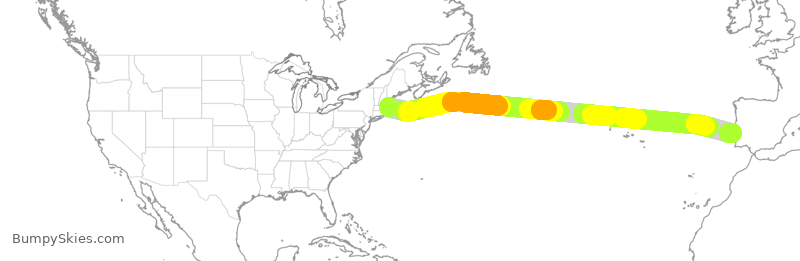Turbulence forecast map for DAL124, BOS to PPT
