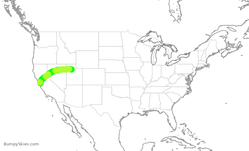 Turbulence forecast map for DAL1254, SJC to SLC