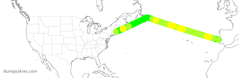 Turbulence forecast map for DAL125, PPT to BOS