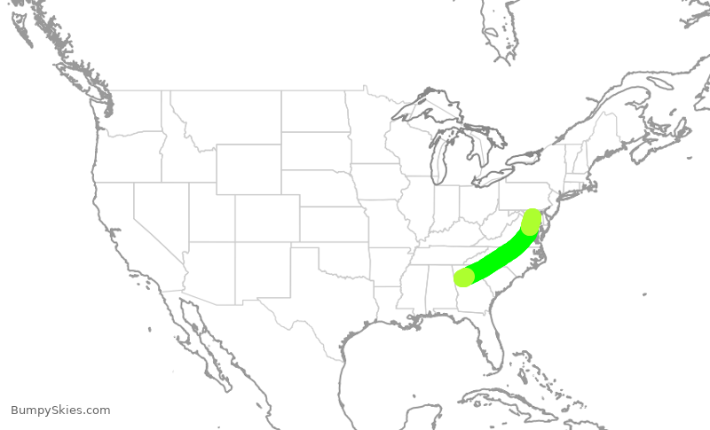Turbulence forecast map for DAL1267, ATL to BWI