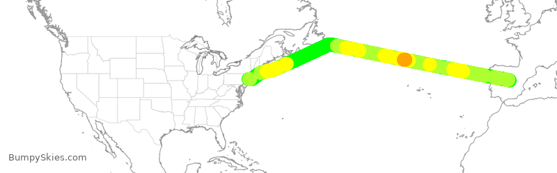 Turbulence forecast map for DAL127, EMD to JFK