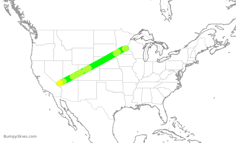 Turbulence forecast map for DAL1282, LAS to MSP