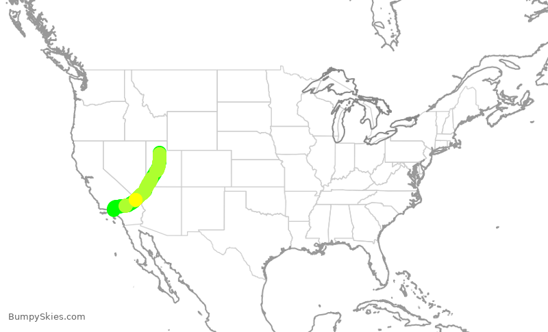 Turbulence forecast map for DAL1290, SLC to BUR