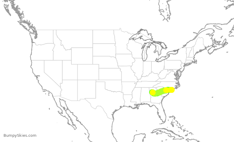 Turbulence forecast map for DAL1292, ILM to ATL