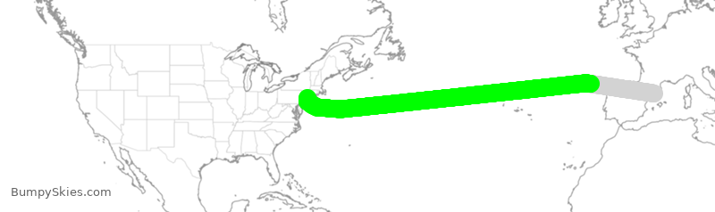 Turbulence forecast map for DAL129, EBL to JFK