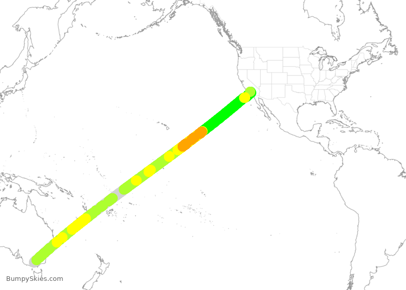 Turbulence forecast map for DAL12, MML to LAX