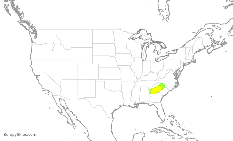 Turbulence forecast map for DAL1306, ATL to CLT