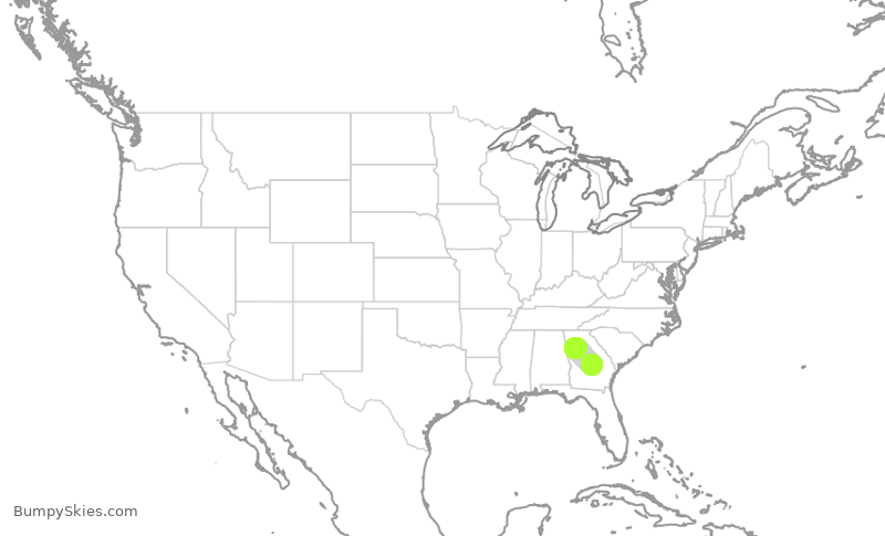 Turbulence forecast map for DAL1311, KDJT to ATL