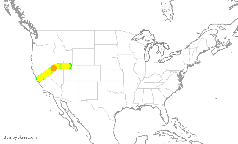 Turbulence forecast map for DAL1314, SJC to SLC
