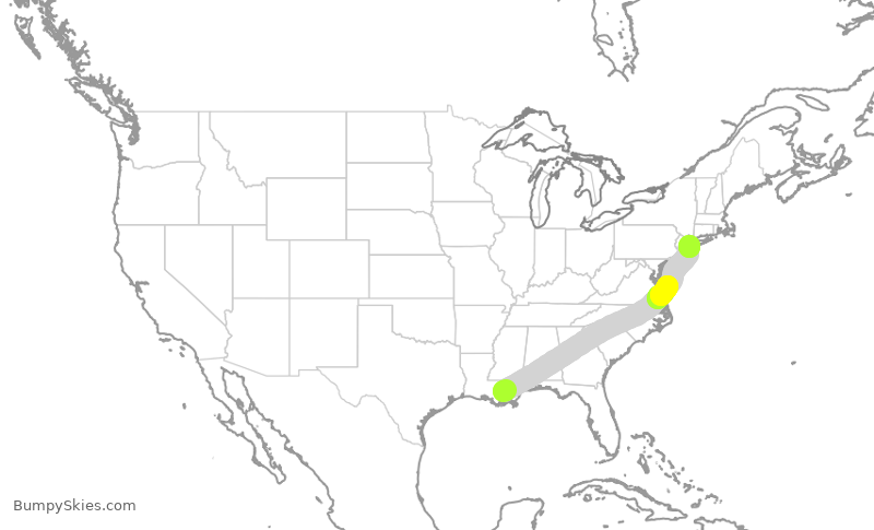 Turbulence forecast map for DAL1322, MSY to JFK