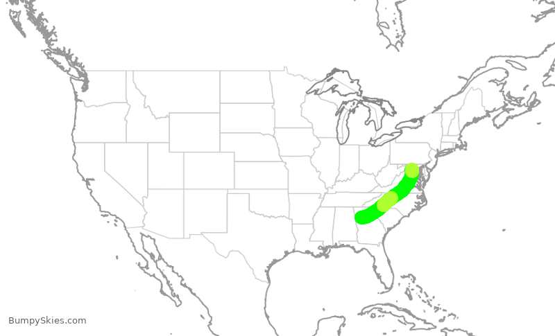 Turbulence forecast map for DAL1324, ATL to IAD