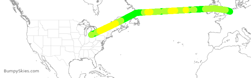 Turbulence forecast map for DAL132, DTW to HAM