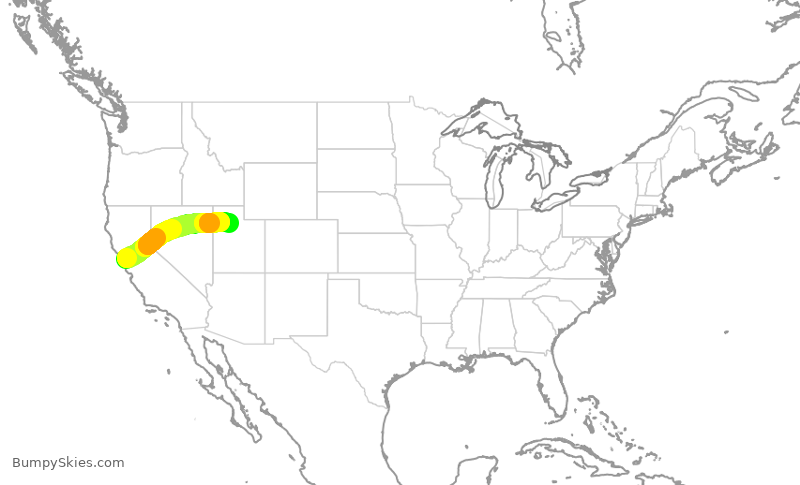 Turbulence forecast map for DAL1331, SFO to SLC