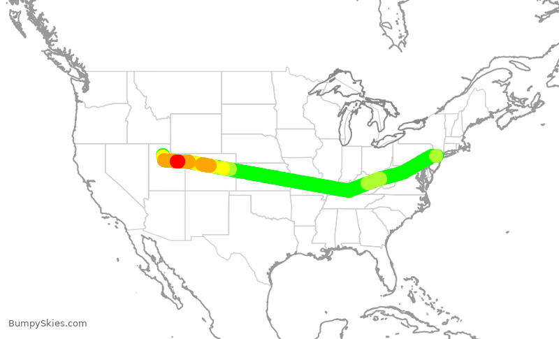 Turbulence forecast map for DAL1333, EWR to SLC