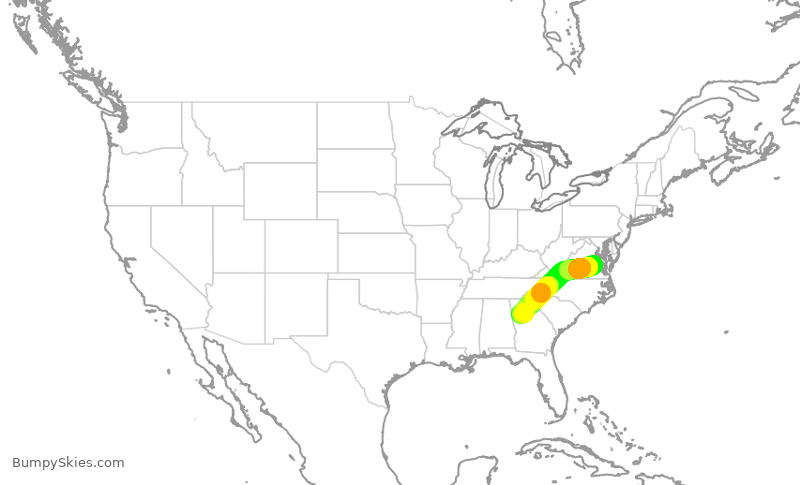 Turbulence forecast map for DAL1348, RIC to ATL
