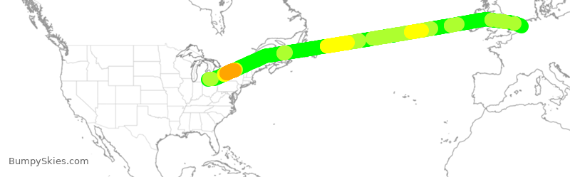 Turbulence forecast map for DAL134, DTW to AMS