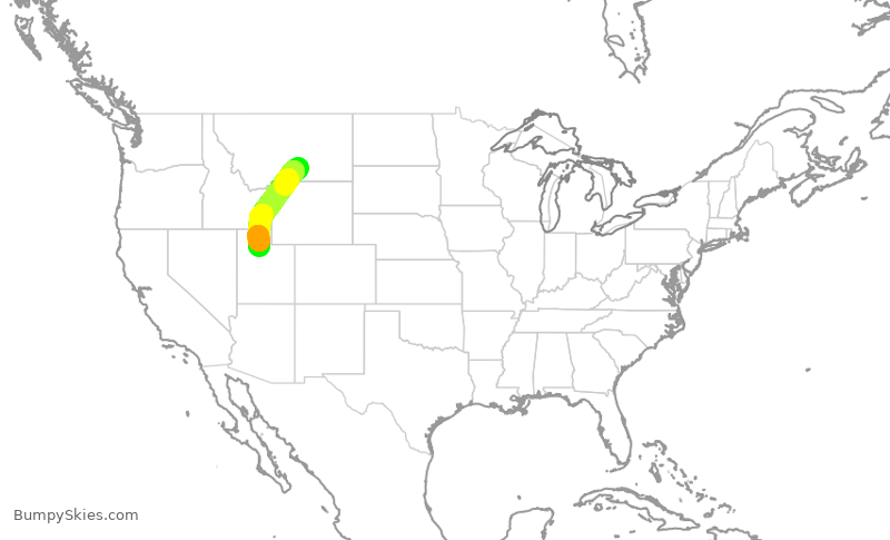 Turbulence forecast map for DAL1360, BIL to SLC
