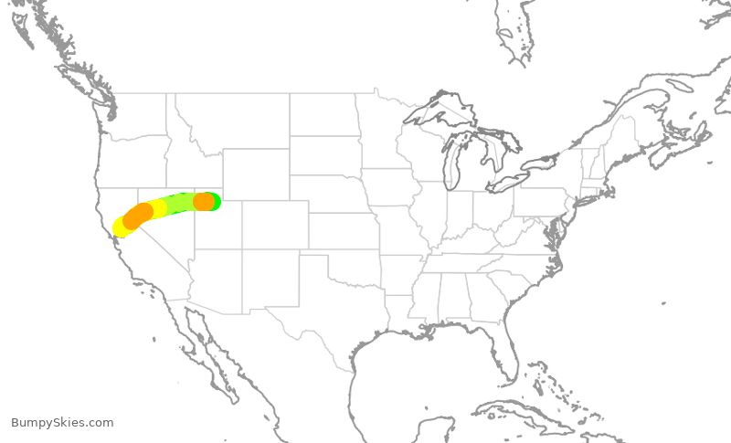 Turbulence forecast map for DAL1367, SLC to SMF