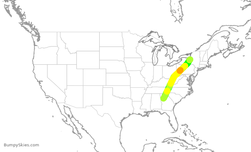 Turbulence forecast map for DAL1375, SYR to ATL