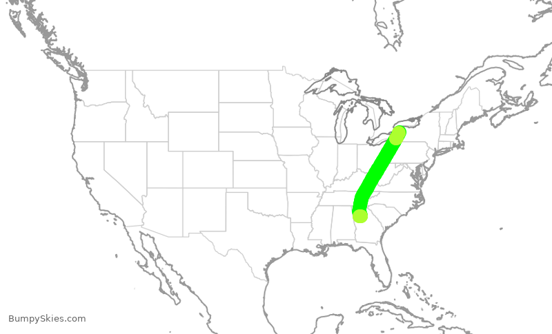 Turbulence forecast map for DAL1384, ATL to BUF