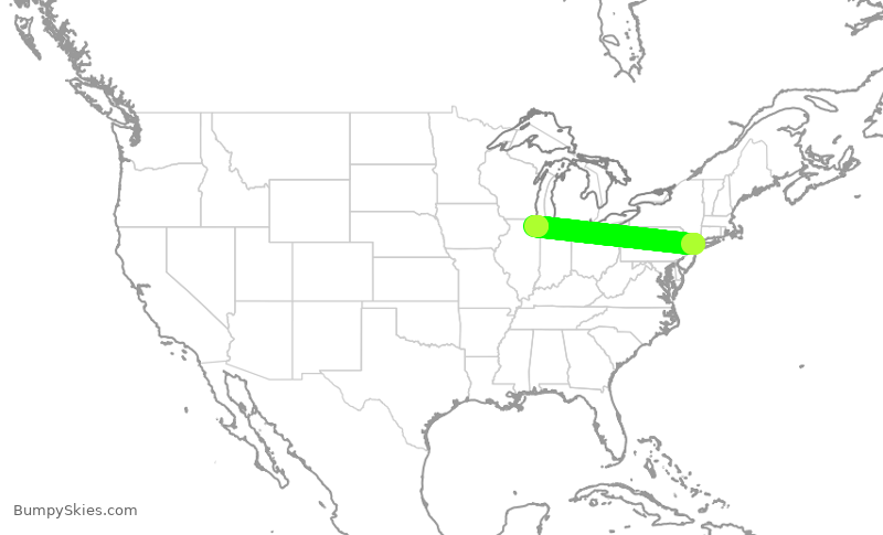 Turbulence forecast map for DAL1390, LGA to ORD