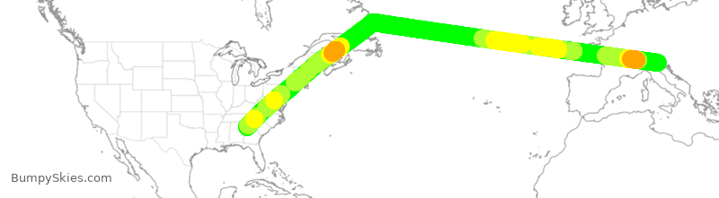 Turbulence forecast map for DAL139, VCE to ATL