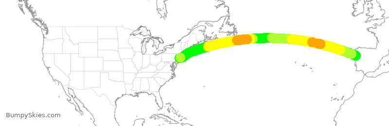 Turbulence forecast map for DAL139, OPO to JFK