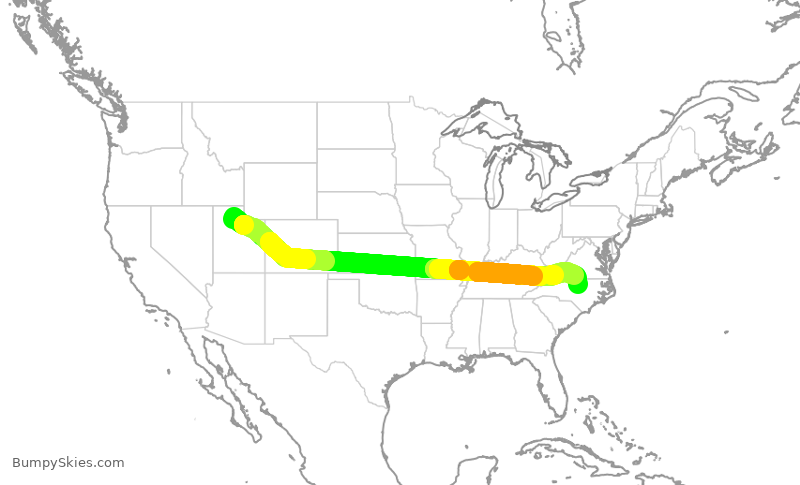 Turbulence forecast map for DAL1409, SLC to RDU