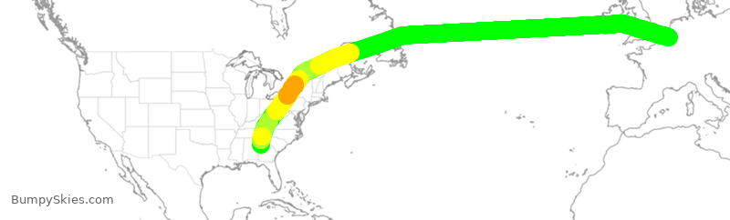 Turbulence forecast map for DAL140, ATL to BRU